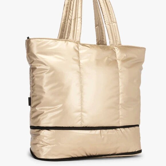 Calpak Handbags - CALPAK Luka Expandable Laptop Bag / Gold Puffy Tote w/ Luggage Sleeve